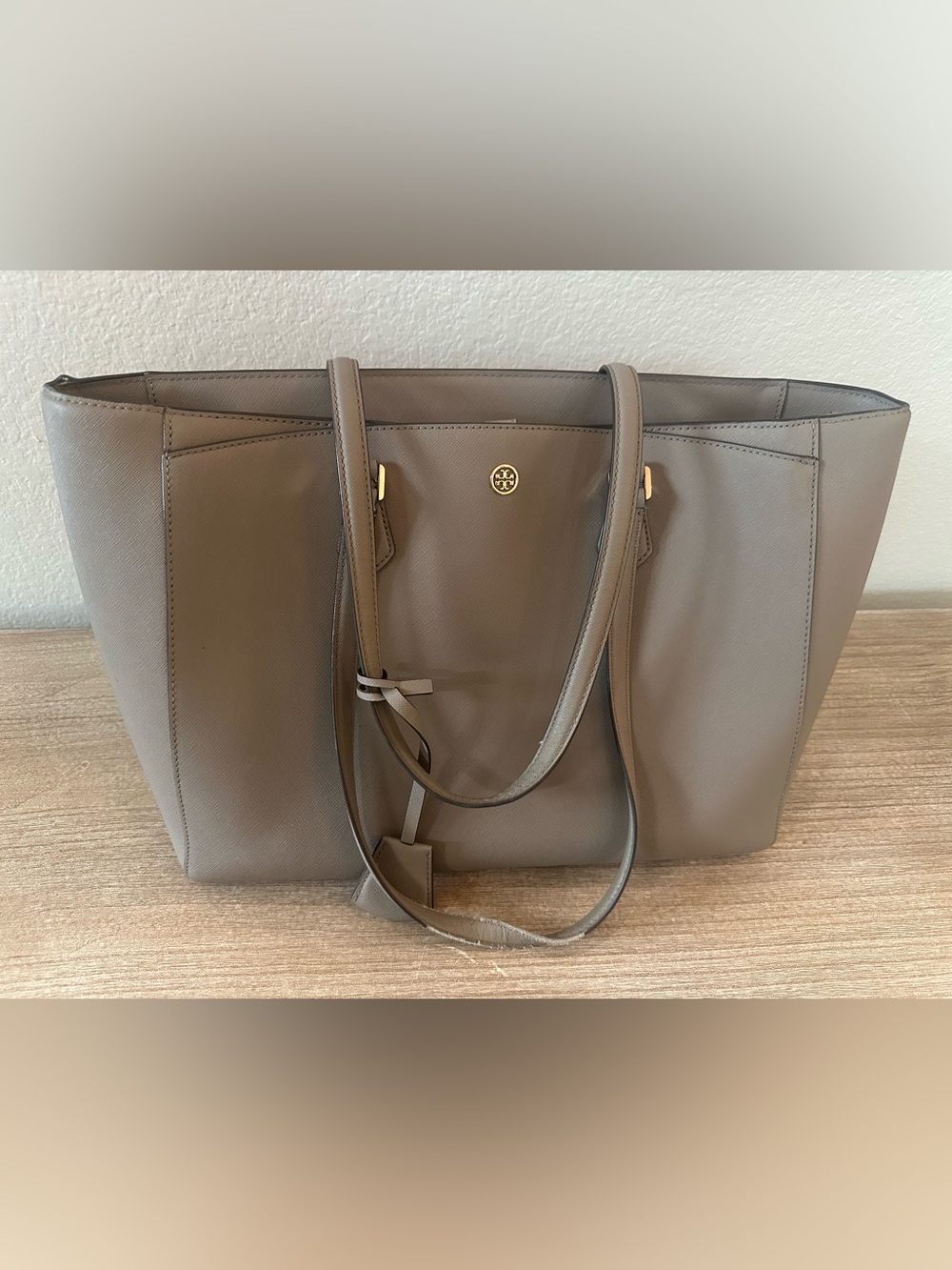 Gray Tory Burch Tote Bag